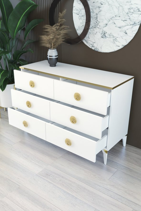 Tocco 1053 İpek 6 Çekmeceli 120 cm Mega Şifonyer - 3