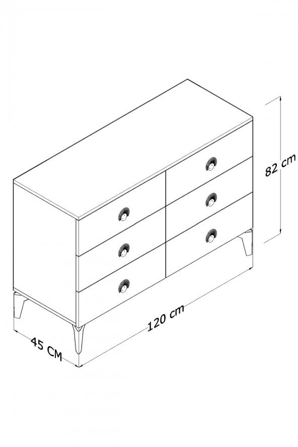 Tocco 1053 İpek 6 Çekmeceli 120 cm Mega Şifonyer - 4