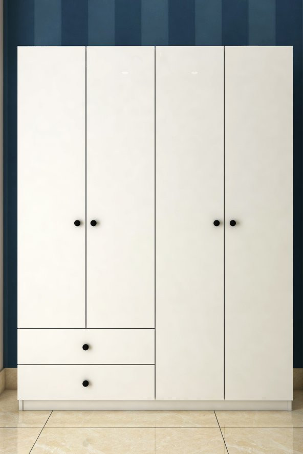 TOCCO 1005 Nova 4 Kapaklı 2 Çekmeceli Askılıklı Gardırop