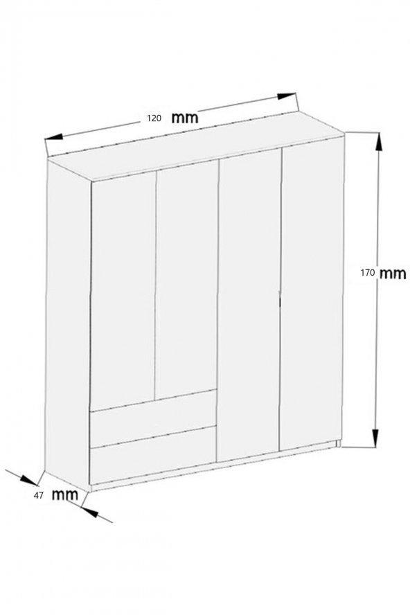 TOCCO 1005 Nova 4 Kapaklı 2 Çekmeceli Askılıklı Gardırop - 4