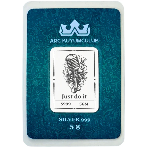 Mikrofon Temalı 999 Ayar Gümüş ile Tasarlanmış Hediyeye Özel 5 Gram Gümüş Külçesi-747 ürün görseli