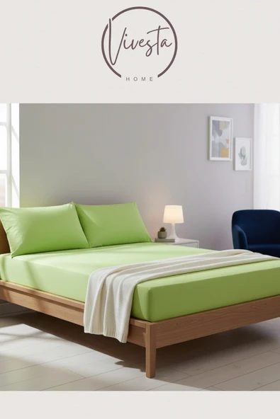 Vivesta Home Çift Kişilik Lastikli Çarşaf Seti 160×200 cm + 2 Adet 50×70 cm Yastık Kılıfı – Dayanıklı Kumaş - Resim 2