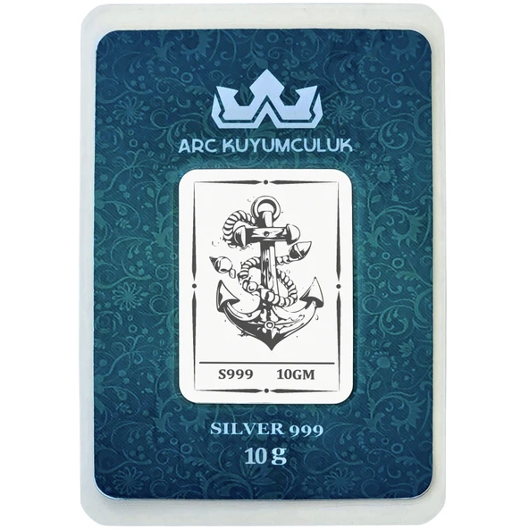 999 Ayar Gümüş ile Üretilmiş Çapa Temalı Hediyeye Özel 10 Gram Gümüş Külçesi-740 ürün görseli