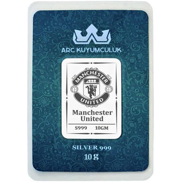 Hediyeye Özel 10 Gram Manchester United Temalı 999 Ayar Gümüş ile Üretilmiş Gümüş Külçesi-745 ürün görseli