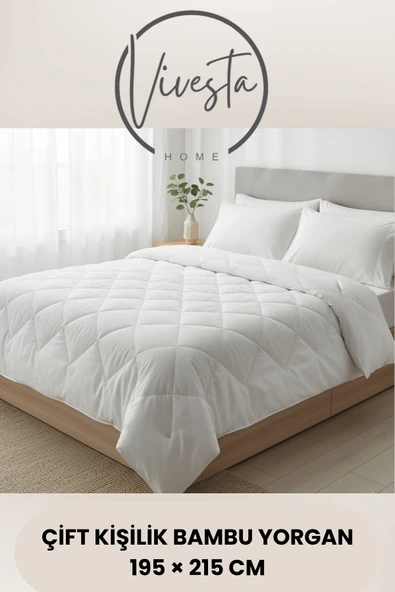 Vivesta Home Bambu Yorgan 195x215cm Çift Kişilik | Doğal, Nefes Alabilir, Anti-Alerjik, Dört Mevsim Konforlu Uyku - Resim 2