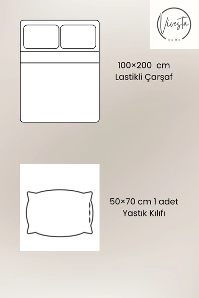 Vivesta Home 100x200 cm Tek Kişilik Siyah Lastikli Çarşaf Seti + 1 Adet 50x70 Yastık Kılıfı –Yumuşak Kumaş - Resim 2