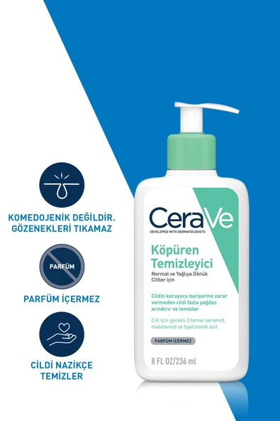 CeraVe Foaming Cleanser Köpüren Temizleyici Yağlı Ve Karma Cilt 236 Ml - Resim 3