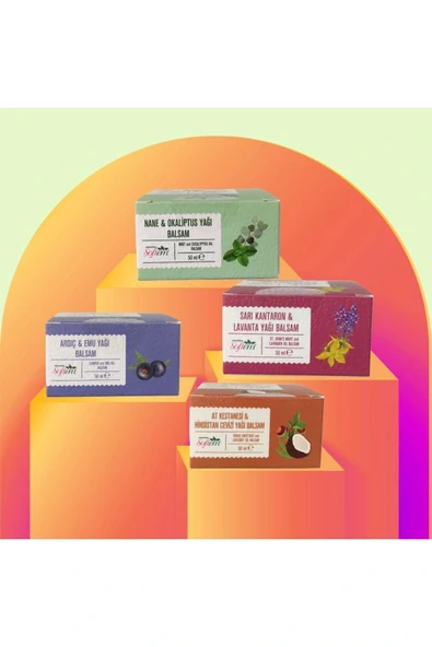 Çare Burada Nane&Okaliptus+Sarı Kantaron&Lavanta+Ardıç&Emu Yağı +At Kestanesi&Hindistan Cevizi Balsam Seti ürün görseli 1