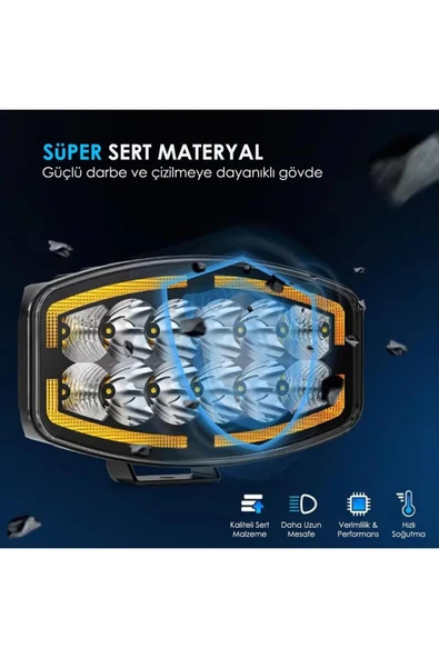 ASTRALED 10'' Beyaz Turuncu LED Spot Projektör + Drl Tır Kamyon Off Road 12-24VOLT 1 Adet - Resim 2