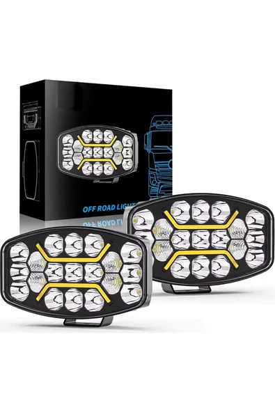 ASTRALED 10'' Beyaz-Turuncu LED Çalışma Lambası Spot Projektör + Tır Kamyon Road 12-24VOLT ürün görseli