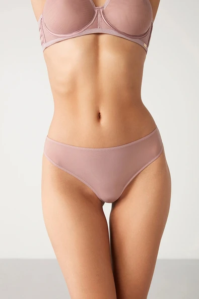 KOM Mell Transparan String Gül Kurusu Renk ürün görseli