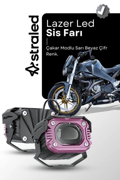 ASTRALED 1 Adet Motosiklet Modlu Lazer Led Sis Farı Çift Renk Beyaz Sarı Ultra Güçlü Sis Farı ürün görseli 1