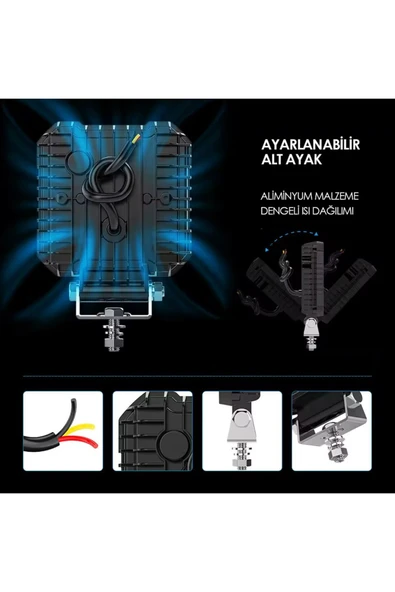 ASTRALED 16 Ledli Piksel Model Off Road Sis Farı Beyaz-Turuncu 2 Mod Çakarlı Çalışma Lambası 12-24 Volt - Resim 3
