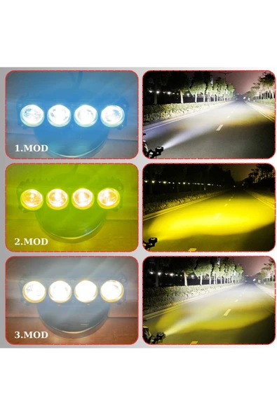 ASTRALED 4 Ledli Beyaz-Sarı Delici LED Sis Farı Off Road Kamyon Tır Forklift 12-24V Uyumlu (1 Adet) - Resim 3