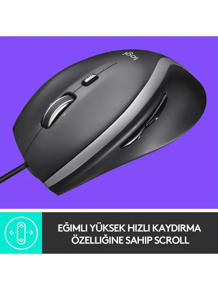 Logitech M500S 4.000 DPI Gelişmiş USB Kablolu Mouse - Siyah - Resim 3