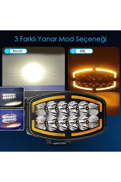 ASTRALED 10'' Beyaz Turuncu LED Spot Projektör + Drl Tır Kamyon Off Road 12-24VOLT 1 Adet - Resim 3