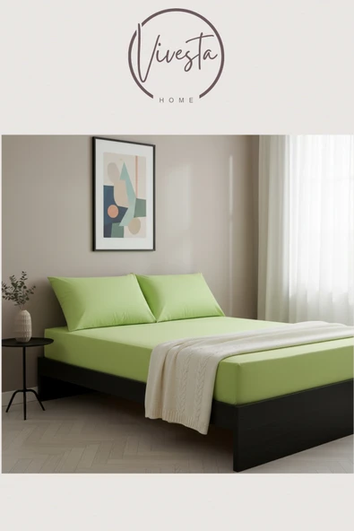 Vivesta Home Çift Kişilik Lastikli Çarşaf Seti 160×200 cm + 2 Adet 50×70 cm Yastık Kılıfı – Dayanıklı Kumaş - Resim 3