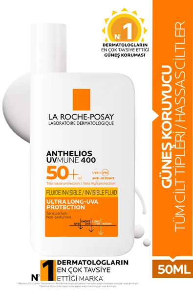 La Roche Posay Anthelios Uvmune 400 Invisible Fluid Tüm Cilt Tipleri için SPF50+ Yüz Güneş Kremi 50 ml ürün görseli