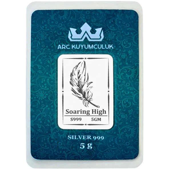 Kuş Kanadı Temalı 999 Ayar Gümüş ile Tasarlanmış Hediyeye Özel 5 Gram Gümüş Külçesi-751 ürün görseli