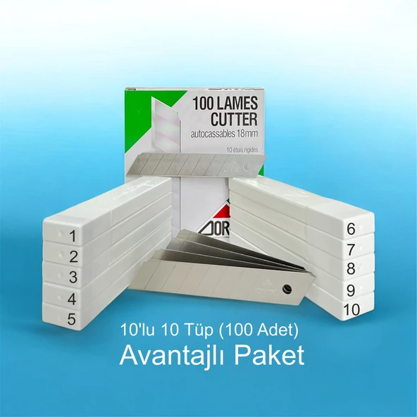 ZORRO 1404 Geniş Maket Bıçağı Yedeği 18mm 7 Kırımlı 100 Adet ürün görseli 1