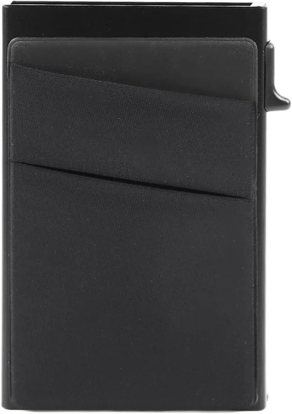 Valkyrie Premium Slim Metal Otomatik Kartlık – RFID Korumalı, Mekanizmalı, 10+ Kart Kapasiteli Siyah - Resim 4