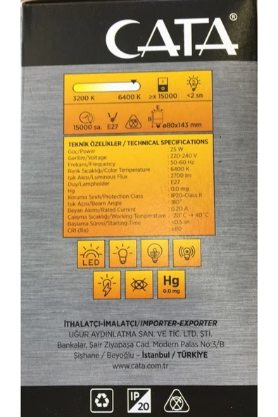 Cata 25 Watt Beyaz Işık Led Ampul (Ct 4330) - Resim 3