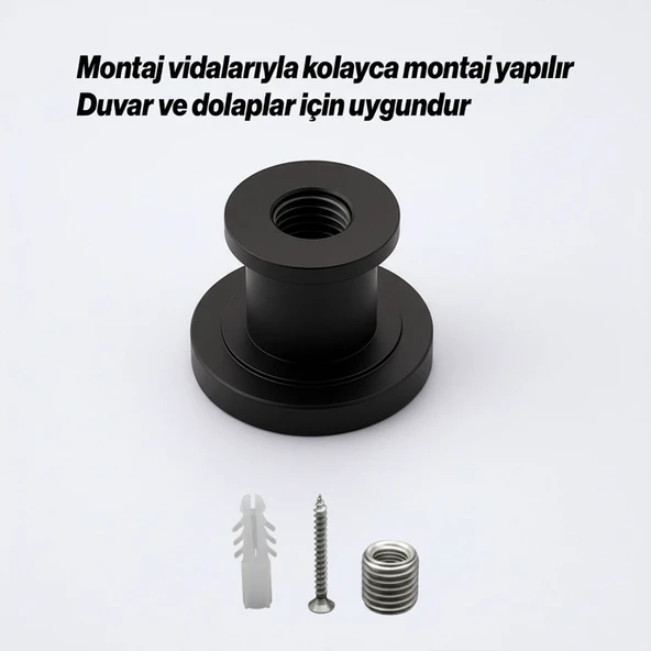 Alex Lüks Askı Mat Siyah Metal Askılık Banyo Mutfak Salon Askısı Şık Tasarım Dayanıklı Kullanım - Resim 5