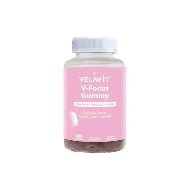 Velavit V-Focus Gummy - Kolin, Vitamin B5, İyot ve Folik Asit İçeren Takviye Edici Gıda 60 Kapsül ürün görseli