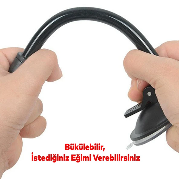 Araç İçi Oto Ofis Ev Masa Mıknatıslı Kuğu Boynu Manyetik Vantuzlu Araba Telefon Tutucu - Resim 4