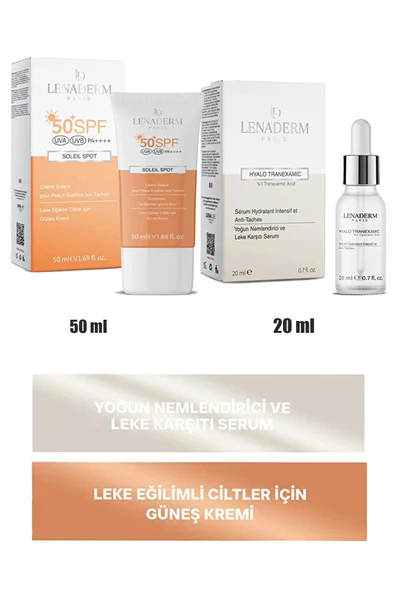 Lenaderm Hyalo Tranexamic Serum 20 ml+Lenaderm Soleil Spot Güneş Kremi 50 ml ürün görseli 1