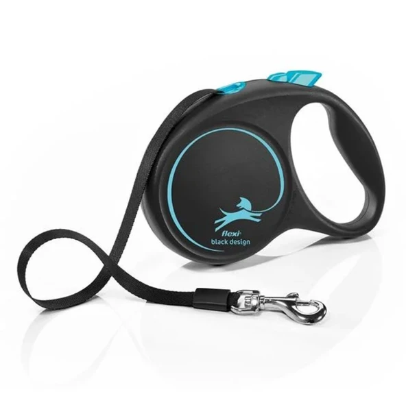 Flexi Black Design Otomatik Mavi Şerit Köpek Gezdirme Tasması Medium 5 Metre ürün görseli 1