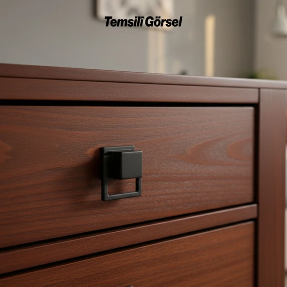 Marko Siyah Metal Gömme Tarz Mobilya Kulp 32 mm Modern Dekoratif Dolap ve Çekmece Kulbu Dayanıklı - Resim 2