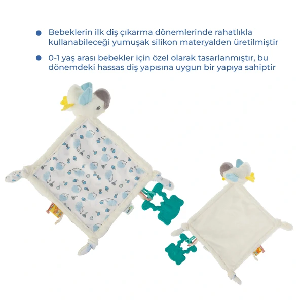 Babyjem 926 Birdy Diş Kaşıyıcılı + Silikon Emzik Hediyeli Uyku Arkadaşım Mavi  - Resim 3