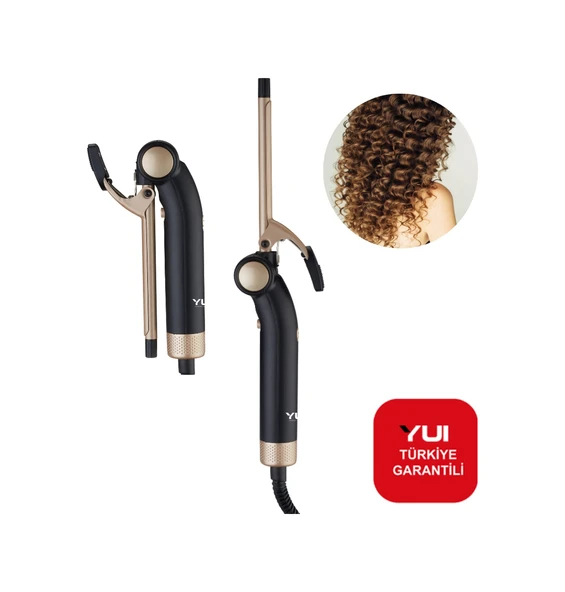 Yui KB3038 Afro Dalga 9 MM Seramik Plaka Katlanabilir Kıvırcık Saç Şekillendirici Maşa Siyah - Resim 2