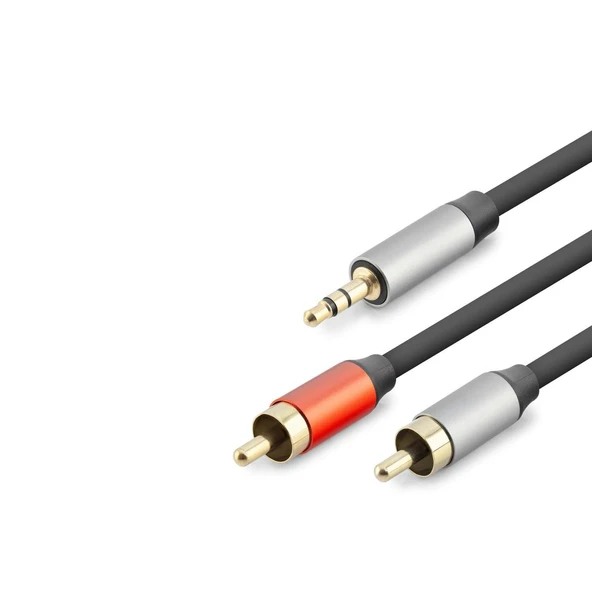 3.5 Mm To 2Rca Kablo 2Lıne Gold 3M Siyah HDX1074 - Resim 2