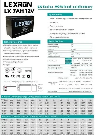 Lexron 7Ah Kuru Akü - Resim 3