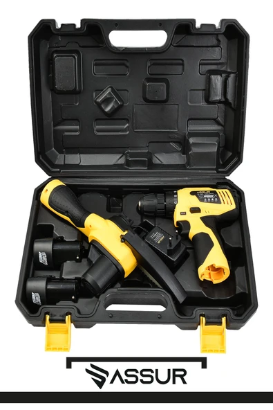 Assur Profesyonel 18V Çift Akülü Vidalama & Ağaç Odun Dal Budama Testeresi 2'li Set - Resim 2