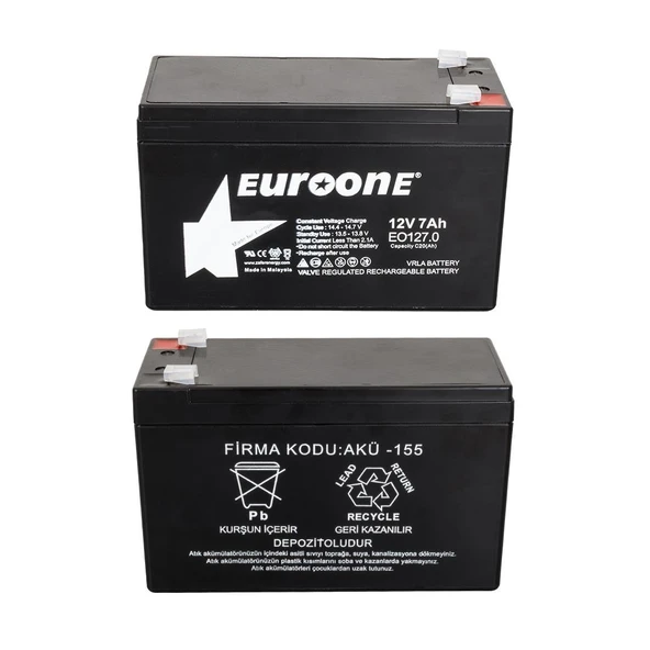 Euroone Eo127.0 12 Volt - 7 Amper Akü (150 X 65 X 90 Mm) ürün görseli