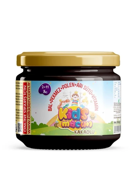 GLİKOZ İÇERMEYEN BAL POLEN PEKMEZ VE ARI SÜTLÜ KAKAOLU ÇOCUK MACUNU - KİDS MACUN 350 GR ürün görseli 1