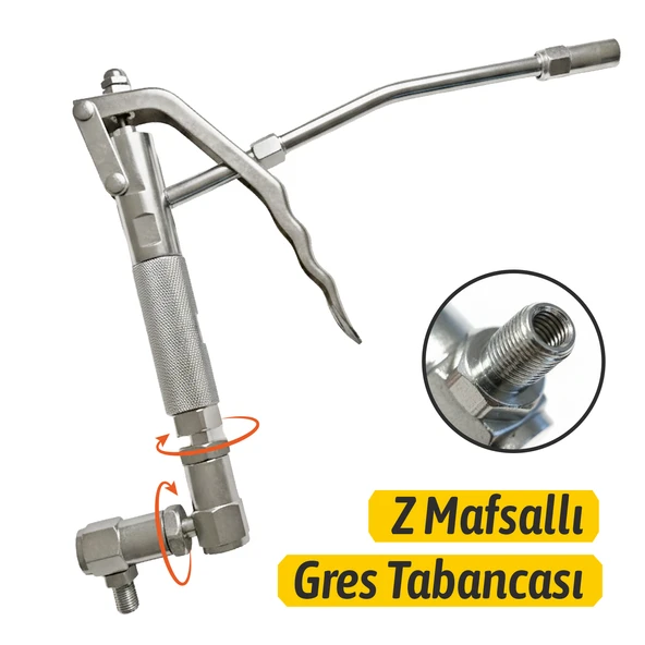 MTGT20 Metal Pnömatik Z Mafsallı Döner Eklemli Gres Tabancası - Resim 5