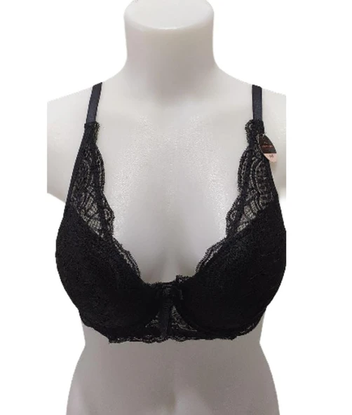 Desteksiz Balenli Dantelli Sütyen Siyah ürün görseli