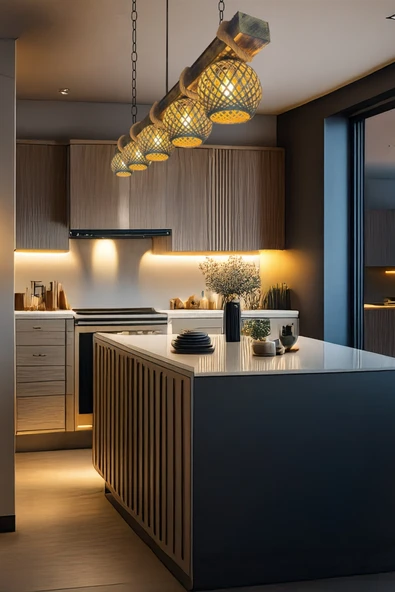 Celestia Rustik 5’li Doğal Eskitilme Ahşap Avize El Yapımı Jüt Modern Lamba Sarkıt İskandinav Aydınlatma ürün görseli 1