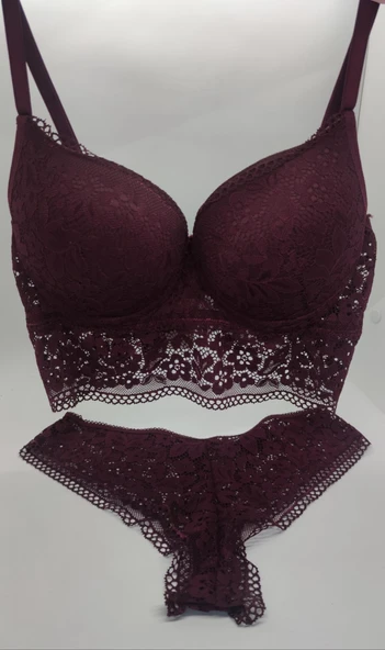 DANTELLİ BRALET DESTEKLİ SÜTYEN TAKIMI 85 BEDEN - Resim 3