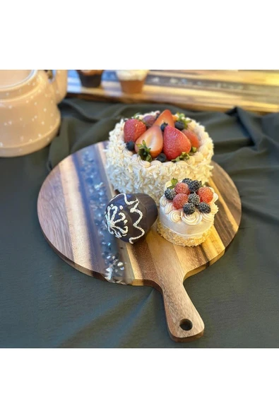 Arow Akasya Yuvarlak Kesme Tahtası TR-1125 - Resim 2