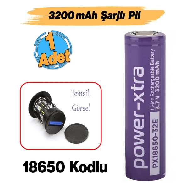 3200mAh Şarjlı Pil PX18650 Mor Batarya 3.6V Li-Ion Uzun Ömürlü Yüksek Kapasite Şarj Edilebilir - Resim 2