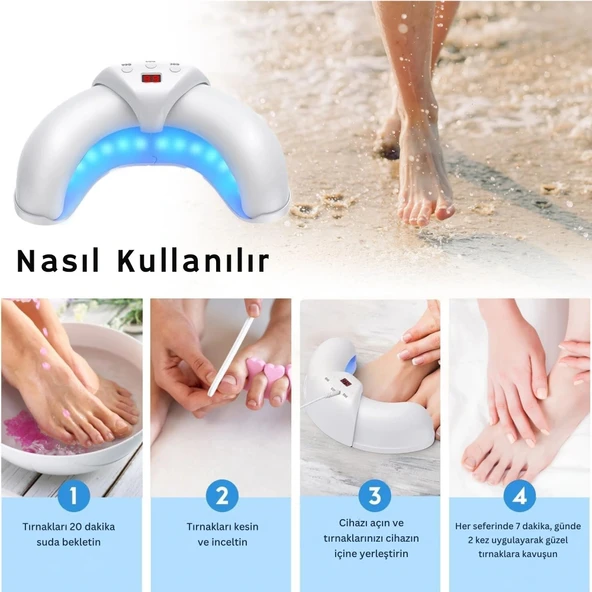 ShoptTech 36W Katlanabilir Tırnak Mantarı Işık Cihazı El ve Ayak Tırnağı İçin LED Fototerapi Lambası, USB Şarjlı - Resim 6