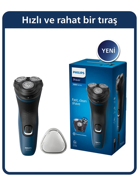 Philips S1134-00 1000 Serisi Elektrikli Tıraş Makinesi Mavi  ( KUTU DEFORME ) ürün görseli 1