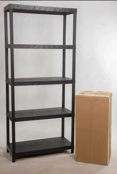 5 Katlı Delikli Plastik Raf 31x93x210 Cm - Depo, Arşiv, Kiler, Dosya, Market, Bakkal Rafı ürün görseli 1
