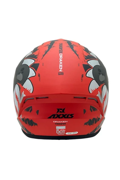 AXXIS DRAKEN S TROOPER E5 MAT KIRMIZI  DESENLİ MOTOSİKLET KASKI ÇİFT VİZÖRLÜ - Resim 4