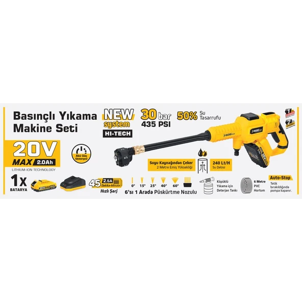 Sgs 5410 Akülü Basınçlı Oto Araba Bahçe Yıkama Tabancası Seti 30 Bar - Resim 4